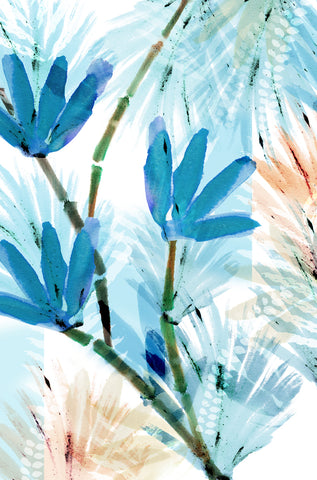 Blue Bamboo Flowers III -  Flora Kouta - McGaw Graphics