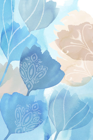 Blue Batik Flowers I -  Flora Kouta - McGaw Graphics