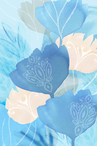 Blue Batik Flowers II -  Flora Kouta - McGaw Graphics