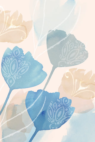 Blue Batik Flowers III -  Flora Kouta - McGaw Graphics