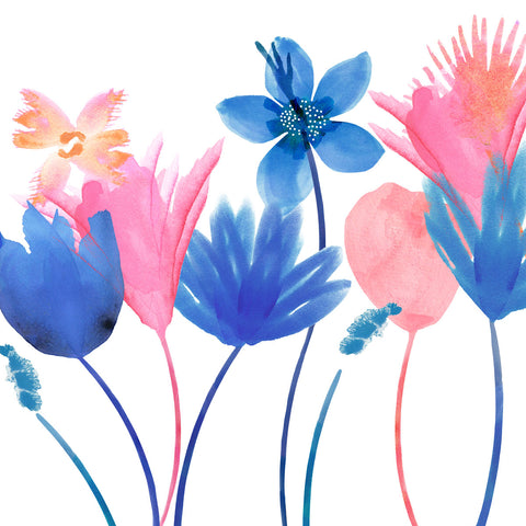 Indigo and Pink Flowers II -  Flora Kouta - McGaw Graphics