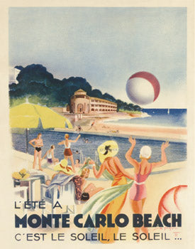 Monte Carlo Beach, 1931 -  Vintage Poster - McGaw Graphics
