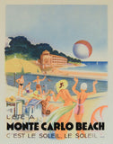 Monte Carlo Beach, 1931 -  Vintage Poster - McGaw Graphics