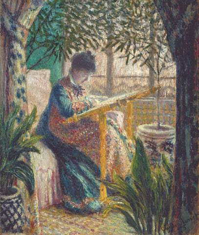 Madame Monet Embroidering, 1875 -  Claude Monet - McGaw Graphics