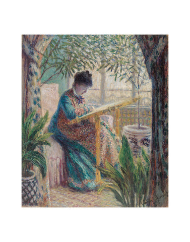 Madame Monet Embroidering, 1875 -  Claude Monet - McGaw Graphics