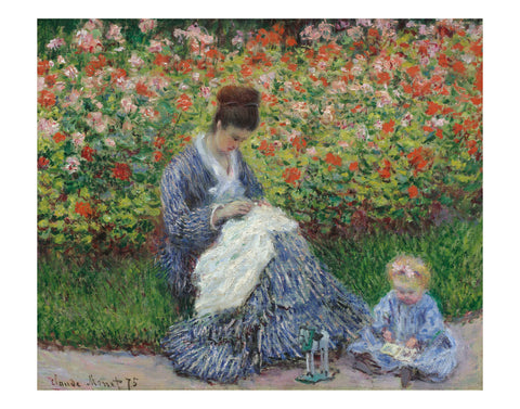 Camille Monet and a Child in the Artist's Garden in Argenteuil, 1875 -  Claude Monet - McGaw Graphics