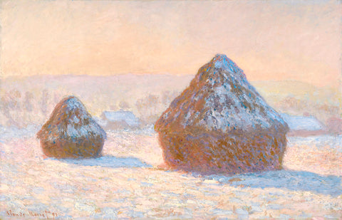 Wheatstacks, Snow Effect, Morning, 1891 -  Claude Monet - McGaw Graphics