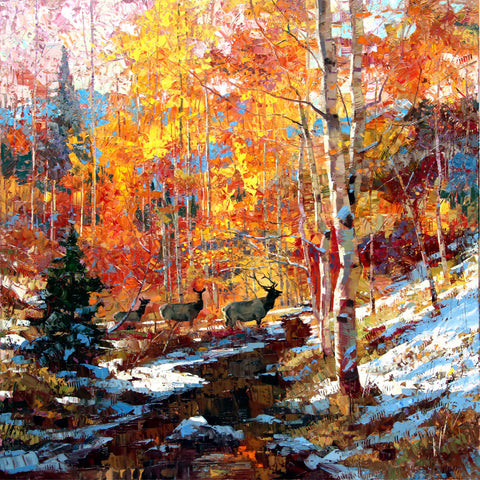 Elk and Aspens -  Robert Moore - McGaw Graphics