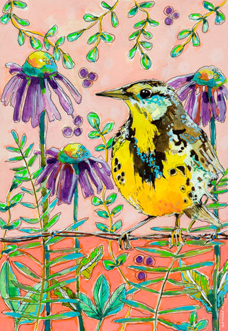 Western Meadowlark with Coneflowers -  Dorothy Holmes Mohler - McGaw Graphics