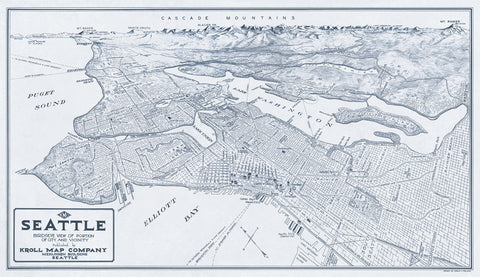 Bird’s Eye View of Seattle, Washington, 1925 -  Edward C. Poland - McGaw Graphics