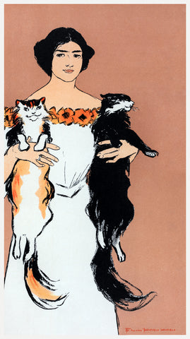 Woman Holding Cats, 1898 -  Edward Penfield - McGaw Graphics