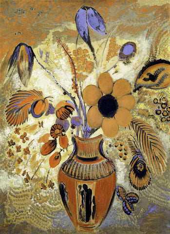 Etruscan Vase with Flowers, 1900‚Äî1910 -  Odilon Redon - McGaw Graphics