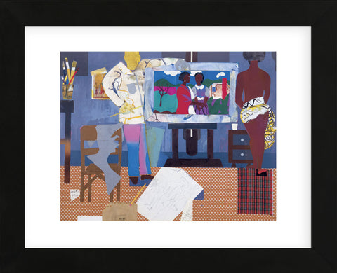 Profile/Part II, The Thirties: Artist with Painting and Model, 1981  (Framed) -  Romare Bearden - McGaw Graphics