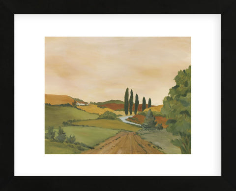 Sunny Tuscan Road  (Framed) -  Jean Clark - McGaw Graphics