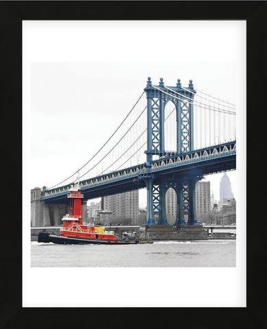Manhattan Bridge with Tug Boat  (Framed) -  Erin Clark - McGaw Graphics