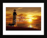 Lighthouse at Sunset (Framed) -  Carlos Casamayor - McGaw Graphics