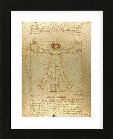 Vitruvian Man (Framed) -  Leonardo da Vinci - McGaw Graphics