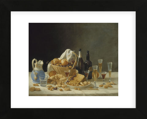Still Life with Wine Bottles and Basket of Fruit, 1857 (Framed) -  John F. Francis - McGaw Graphics