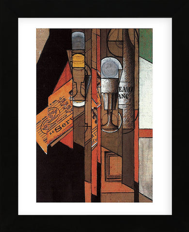 Glasses, Newspaper, and Bottle of Wine (Framed) -  Juan Gris - McGaw Graphics