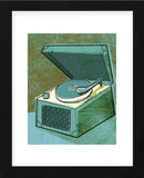 Old School Record Player in Aqua (Framed) -  John W. Golden - McGaw Graphics