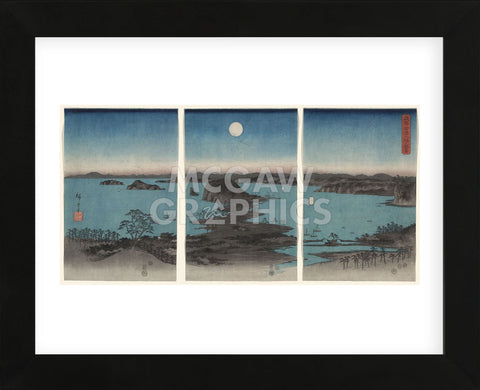 Kanazawa in Moonlight (Buyo Kanazawa Hassho Yakei), 7th month, 1857 (Framed) -  Ando Hiroshige - McGaw Graphics
