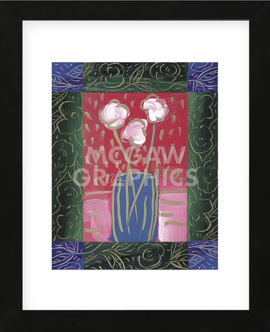 Pink Flowers on Red  (Framed) -  James Hussey - McGaw Graphics