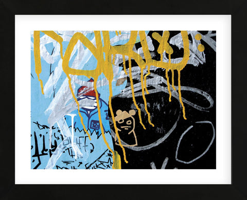 Yellow Aqua Graffiti 2  (Framed) -  Jenny Kraft - McGaw Graphics