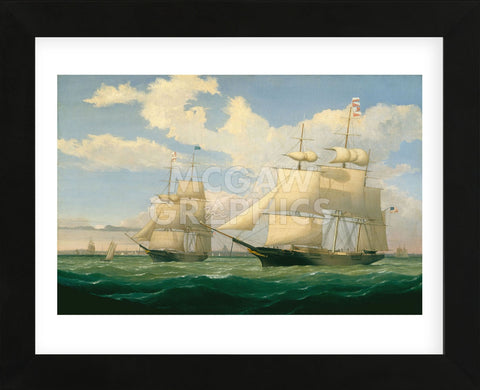 The Ships “Winged Arrow” and “Southern Cross” in Boston Harbor, 1853 (Framed) -  Fitz Hugh Lane - McGaw Graphics