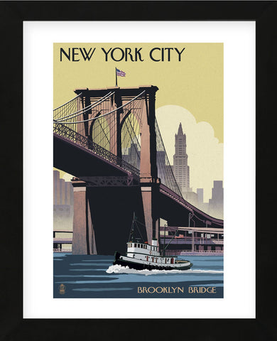 New York City - Brooklyn Bridge (Framed) -  Lantern Press - McGaw Graphics