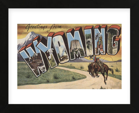Greetings from Wyoming (Framed) -  Lantern Press - McGaw Graphics