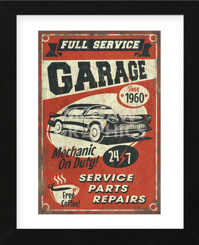 Full Service Garage (Framed) -  Lantern Press - McGaw Graphics