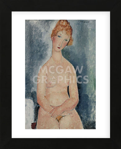 Seated Nude, ca. 1918  (Framed) -  Amedeo Modigliani - McGaw Graphics