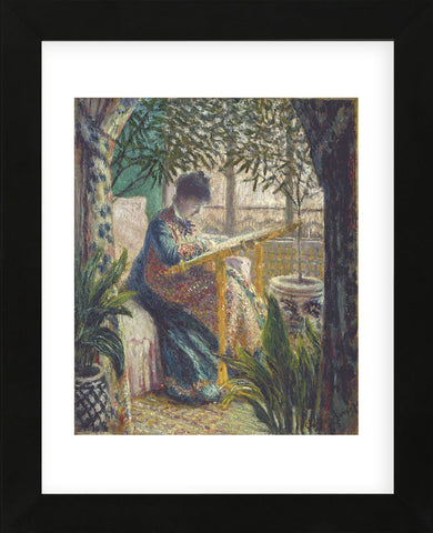 Madame Monet Embroidering, 1875  (Framed) -  Claude Monet - McGaw Graphics