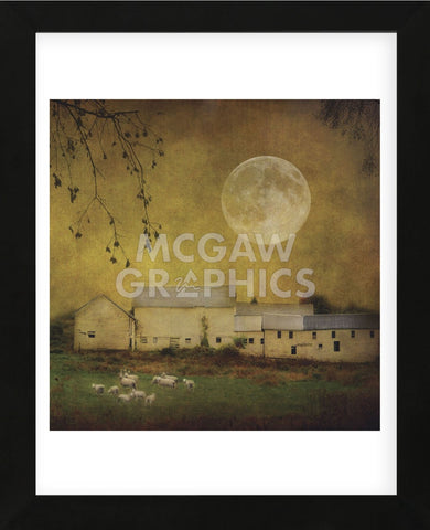 Sheep Under a Harvest Moon (Framed) -  Dawne Polis - McGaw Graphics