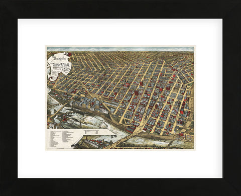 Bird’s Eye View of Minneapolis, Minnesota, 1891 (Framed) -  Frank Pezolt - McGaw Graphics