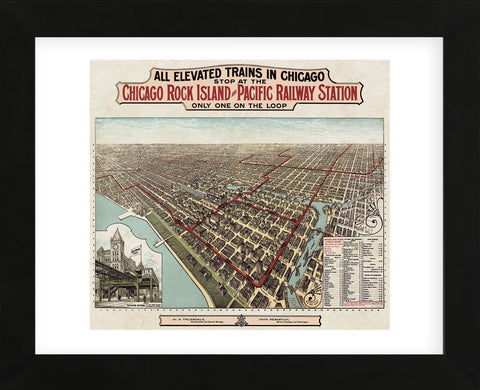 Elevated Trains in Chicago, c. 1897 (Framed) -  Poole Bros. - McGaw Graphics