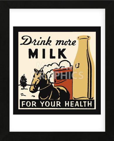 Drink more Milk for your Health  (Framed) -  Retro Series - McGaw Graphics
