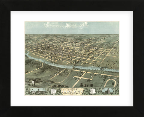 Bird’s Eye View of Iowa City, Iowa, 1868 (Framed) -  A. Ruger - McGaw Graphics