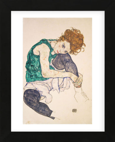 Seated Woman with Legs Drawn Up (Adele Herms), 1917 (Framed) -  Egon Schiele - McGaw Graphics