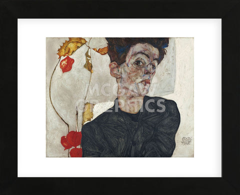Self-Portrait with Physalis, 1912 (Framed) -  Egon Schiele - McGaw Graphics