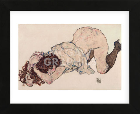 Kneeling Girl, Resting on Both Elbows (Framed) -  Egon Schiele - McGaw Graphics