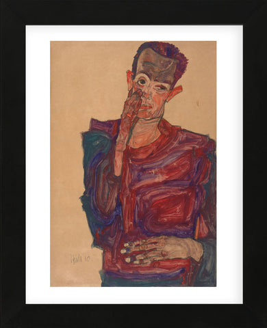 Self-Portrait with Eyelid Pulled Down, 1910 (Framed) -  Egon Schiele - McGaw Graphics