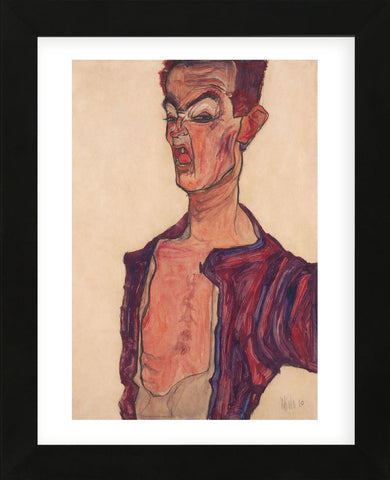 Self-Portrait, Grimacing (Framed) -  Egon Schiele - McGaw Graphics