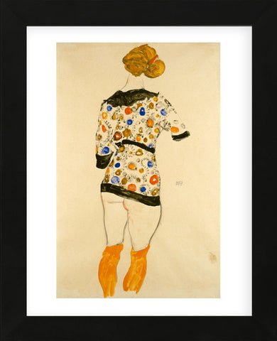 Standing Woman in a Patterned Blouse (Framed) -  Egon Schiele - McGaw Graphics