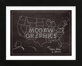 USA Map (chalk) (Framed) -  Sparx Studio - McGaw Graphics