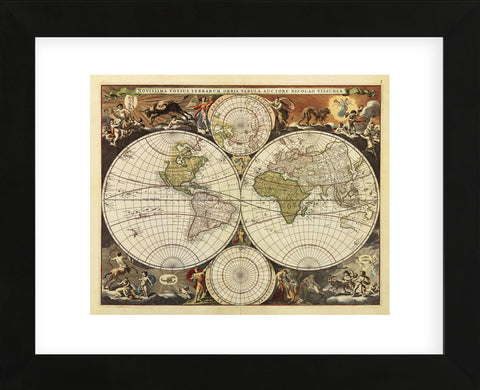 New World Map, 17th Century  (Framed) -  Visscher - McGaw Graphics