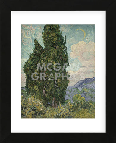 Cypresses, 1889 (Framed) -  Vincent van Gogh - McGaw Graphics