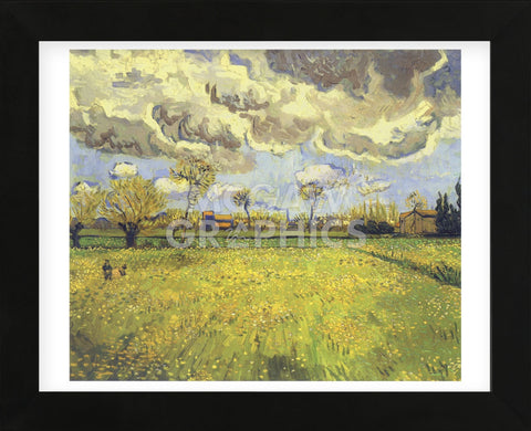 Meadow with Flowers under a Stormy Sky, 1888 (Framed) -  Vincent van Gogh - McGaw Graphics