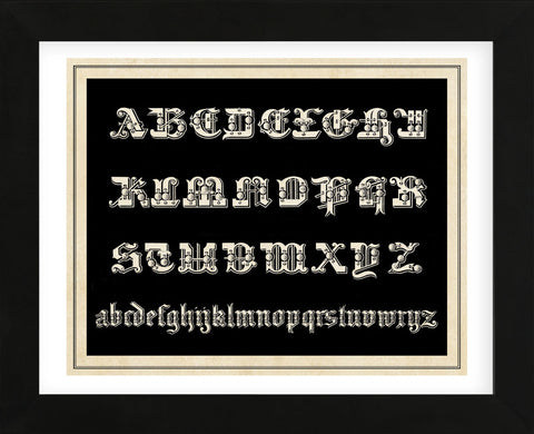 Ornamental French Alphabet (black) (Framed) -  Vintage Reproduction - McGaw Graphics