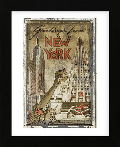 Greetings from New York (Framed) -  Vintage Vacation - McGaw Graphics